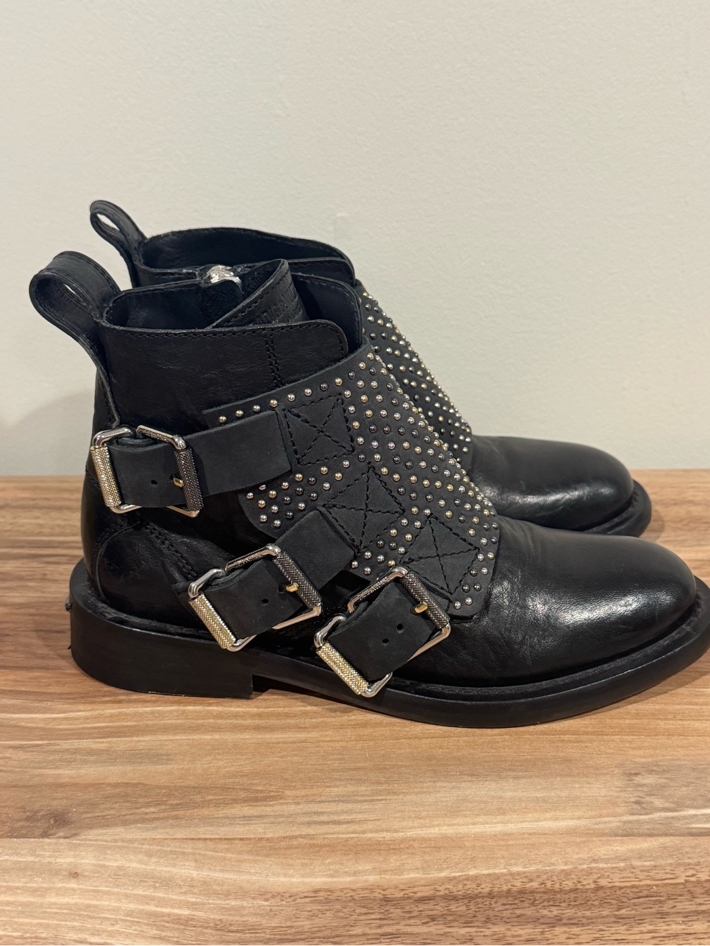 Zadig & Voltaire Laureen Studded Biker Boots Eu 36